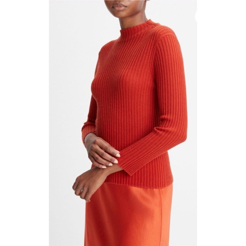 VINCE Women’s Cashmere Silk Ribbed Mock Neck Sweater Size Large